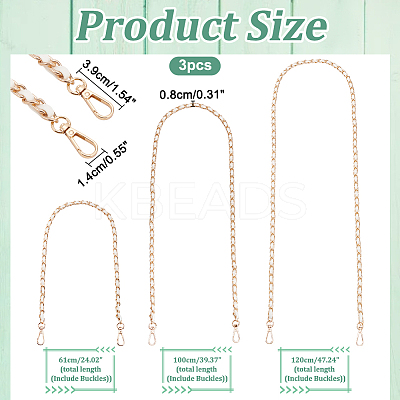 3Pcs 3 Style PU Leather Bag Handles PURS-WR0001-27A-1