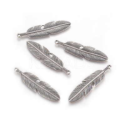 Tibetan Style Alloy Feather Big Pendants LS-X-TIBEP-A12720-AS-RS-1