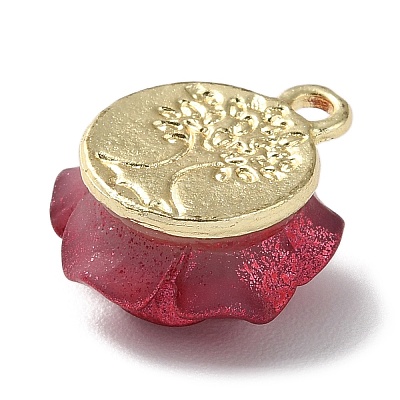 Opaque Resin Rose Pendants X-PALLOY-Z016-02G-1