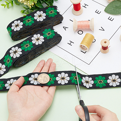 Ethnic Style Embroidery Polyester Ribbons OCOR-WH0070-10F-03-1