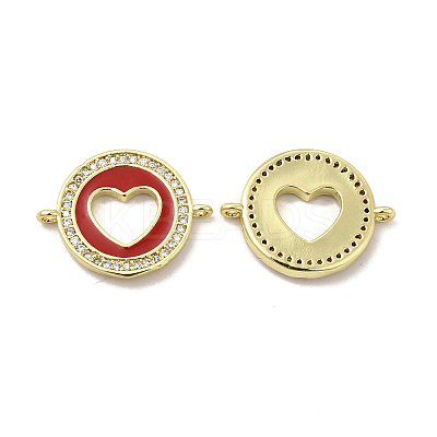 Brass Micro Pave Clear Cubic Zirconia Connector Charms KK-E068-VB053-2-1