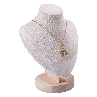 Bust Shaped Wooden Necklace Display Stands NDIS-WH0003-019B-01-1