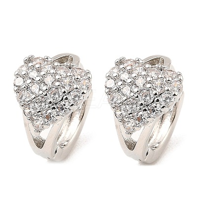 Brass Micro Pave Cubic Zirconia Hoop Earrings EJEW-D078-17P-1
