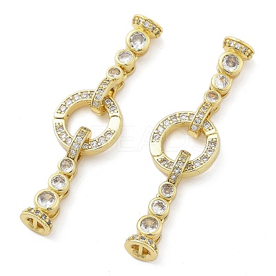 Brass with Clear Cubic Zirconia Fold Over Clasps KK-Z080-09G-1