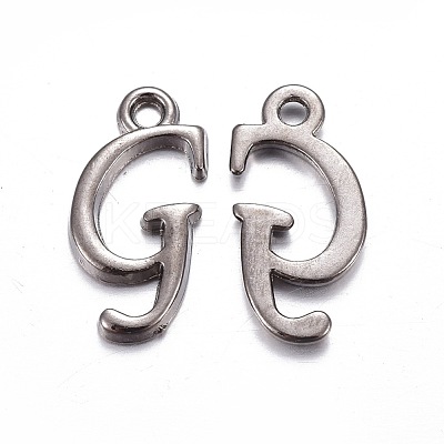 Gunmetal Plated Alloy Letter Pendants PALLOY-J718-01B-G-1