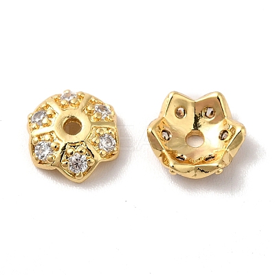 Brass Micro Pave Cubic Zirconia Bead Cap KK-E068-VF851-2-1