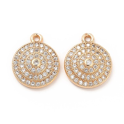 Brass Micro Pave Clear Cubic Zirconia Pendants KK-E071-16KCG-1