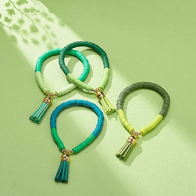 Handmade Polymer Clay Heishi Stretch Bracelet Sets BJEW-JB08762-1
