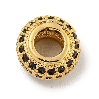 Brass Micro Pave Black Cubic Zirconia Beads KK-G493-49G-01-1