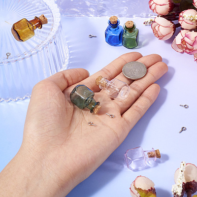 DIY Square Glass Cork Bottle Pendant Making Kit DIY-TA0009-63-1