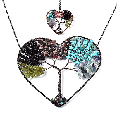 Natural Mixed Gemstone Big Pendants G-T133-R07C-1