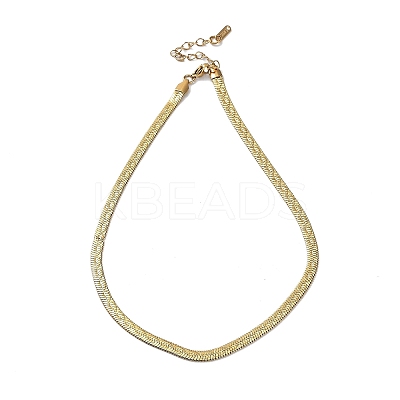 Ion Plating(IP) 304 Stainless Steel Herringbone Chain Necklace NJEW-D045-11G-1
