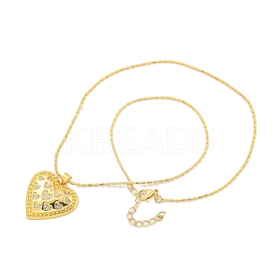 Brass Micro Pave Clear Cubic Zirconia Pendant Necklaces LS-NJEW-M220-01C-G-1