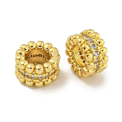 Rack Plating Brass Micro Pave Clear Cubic Zirconia European Beads LS-KK-L215-011G-1