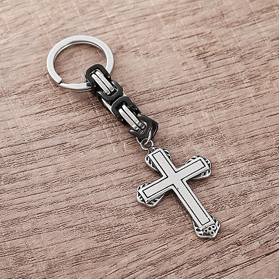Punk Style 304 Stainless Steel Cross Keychains GV8385-1