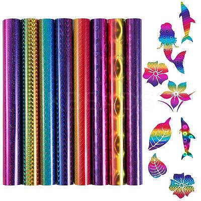8Pcs 8 Style Waterproof PVC Vinyl Laser Rainbow Stickers DIY-SZ0003-64-1