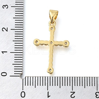 Brass Pave Clear Cubic Zirconia Pendants KK-M101-05G-06-1