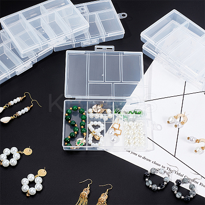 6Pcs Rectangle Polypropylene(PP) Bead Storage Container CON-AN0001-01-1