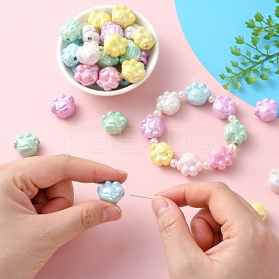 70Pcs 7 Colors Opaque Acrylic Cat Paw Beads MACR-CJ0001-48-1