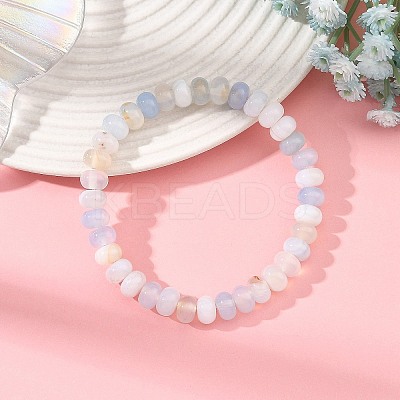 8MM Natural Banded Agate(Dyed & Heated) Rondelle Beaded Stretch Bracelets BJEW-JB14424-1