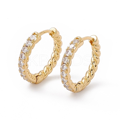 Clear Cubic Zircon Hoop Earrings EJEW-B014-04G-1