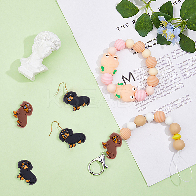 12Pcs 2 Colors Dog Food Grade Eco-Friendly Silicone Focal Beads FIND-DC0005-16-1