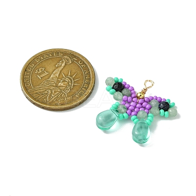 Beaded Butterfly Charms PALLOY-MZ00430-1