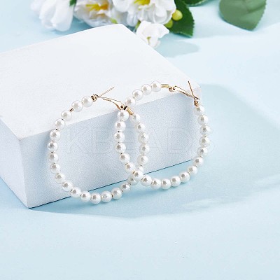 Shell Pearl Beaded Big Hoop Earrings JE989A-1