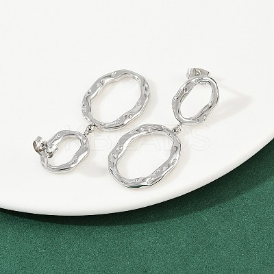 304 Stainless Steel Oval Dangle Stud Earrings EJEW-I319-02P-1