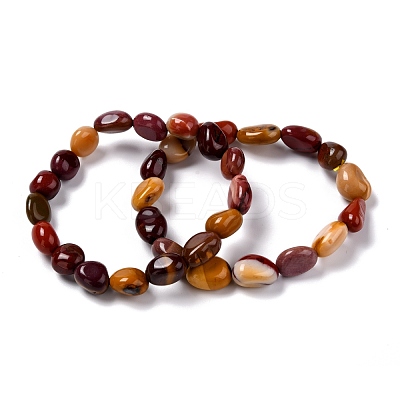 Natural Mookaite Beaded Stretch Bracelets BJEW-F414-02B-06-1