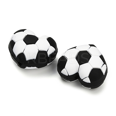Football Theme Silicone Beads SIL-B081-01B-1