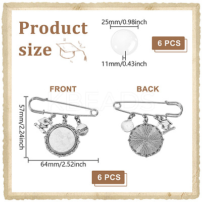 6Pcs Stainless Steel Brooch Findings JEWB-NB00001-1