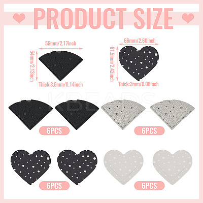 24Pcs 4 Styles PU Leather Fan/Heart Bookmarks AJEW-TA0002-55-1