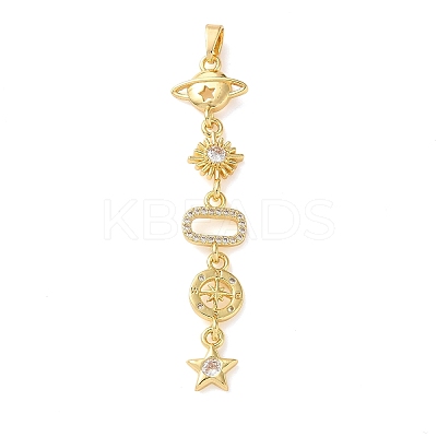 Brass Micro Pave Clear Cubic Zirconia Pendants KK-D101-01D-G-1