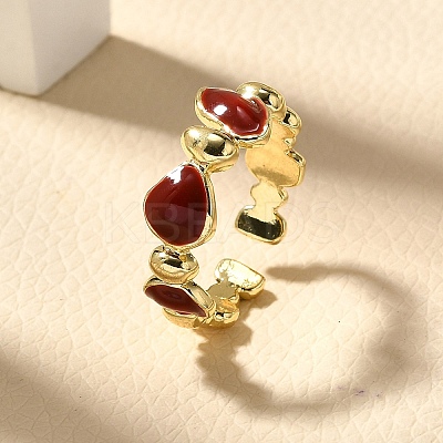 Brass Enamel Cuff Rings for Women LS-RJEW-U040-01G-02-1