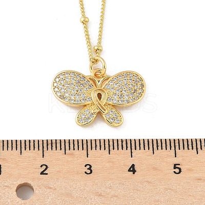 Brass Micro Pave Clear Cubic Zirconia Pendant Necklaces NJEW-D306-01G-A-1