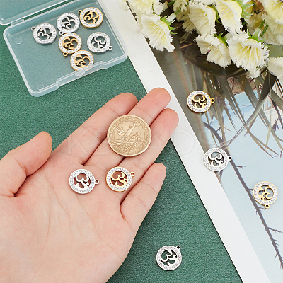 12Pcs 2 Colors 201 Stainless Steel Pendants STAS-UN0031-35-1
