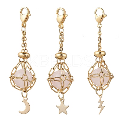 3Pcs 304 Stainless Steel Macrame Pouch Empty Stone Holder Pendant Decorations HJEW-JM04380-01-1