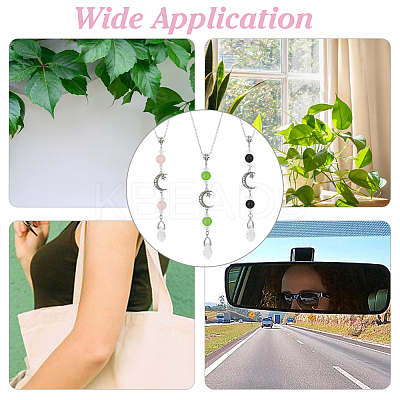 3Pcs Glass Alloy Pendant Decorations HJEW-DR00165-1
