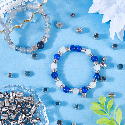 90Pcs 10 Styles 201 Stainless Steel European Beads STAS-PA0001-01-1