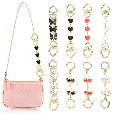2Pcs 2 Styles Alloy Enamel Heart Butterfly Link Chain Bag Extender Chains FIND-YW0008-10A-1