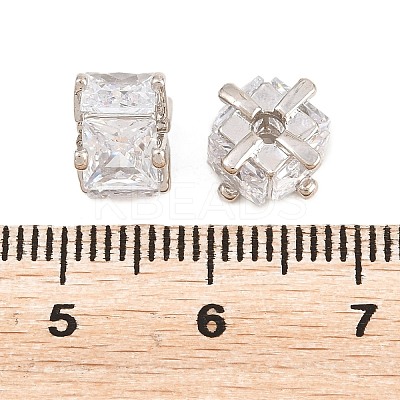 Brass Clear Cubic Zirconia Beads KK-B186-21B-P-1