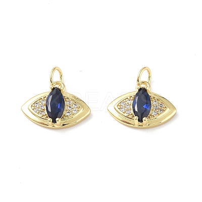 Brass Micro Pave Marine Blue Cubic Zirconia Charmss KK-E068-VF351-1