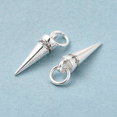 Rack Plating Brass Micro Pave Cubic Zirconia Charms KK-E081-17S-1
