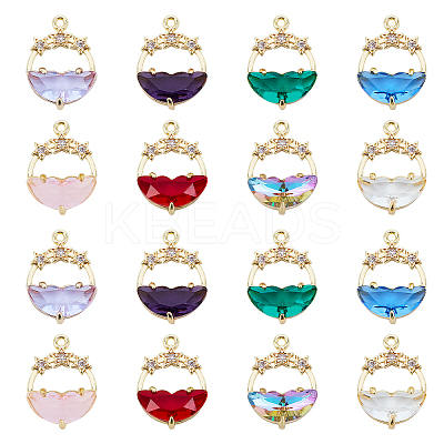 16Pcs 8 Colors Faceted Transparent Glass Pendants GLAA-PH0001-30-1