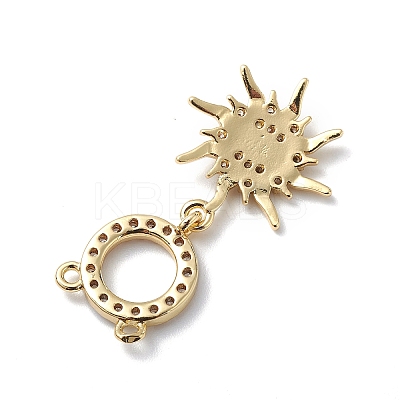 Rack Plating Brass Micro Pave Clear Cubic Zirconia Connector Charms KK-H434-43G-1