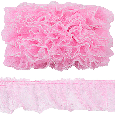 10M Polyester Pleated Lace Trim Ribbon DIY-GF0009-03A-1
