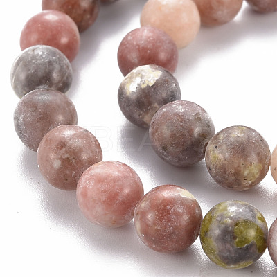Round Natural Maible and Sesame Jasper/Kiwi Jasper Beads Strands G-S170-8mm-1