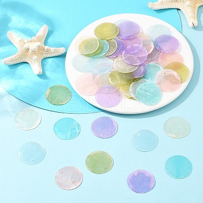 60Pcs 6 Colors Spray Painted Natural Capiz Shell Pendants BSHE-YW0001-18-1