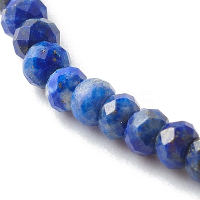Faceted Rondelle Natural Lapis Lazuli Bead Stretch Bracelets BJEW-JB06383-08-1